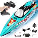 BEZGAR RC Boat, 18 inch Big Brushless Remote Control Boat for Adults and Kids, 55 KPH Large Fast RC Speed Boats with 2500mAh Battery, Ideal Waterproof Toy Boats for Lakes - HJ816 Green, 18.74 inches