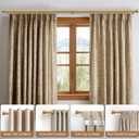 Lootkell 2 Pack Natural Light Wood Curtain Rods for Windows 28 to 48 1" Diameter Heavy Duty Window Curtain Rod Adjustable with Handmade Wood Grain Design for Living Room Bedroom Kitchen Farmhouse