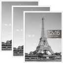 upsimples 12x16 Picture Frame White 3 Pack, Scratch-Proof Poster Frames 12 x 16 for Photo Gallery - Slide-In Strips, Horizontal or Vertical Wall Mounting