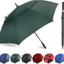 Automatic Open Golf Umbrella, 54/62/68/72 inch Extra Large Oversize Double Canopy Vented Stick Umbrellas, Windproof Waterproof Umbrella for Men And Women (Dark Green)