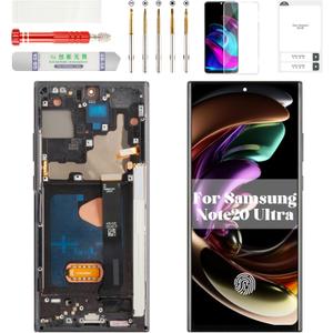 OLED for Samsung Note 20 Ultra Screen 4g for Samsung Galaxy Note 20 Ultra 5g LCD Screen Replacement Display Touch for Samsung Note 20 Ultra Digitizer with Frame Black (with Fingerprint Function)