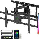 Greenstell TV Mount with LED Lights, TV Wall Mount for 47-84 Inch TVs, Full Motion Bracket with Dual Articulating Arms, Swivel, Tilt, Extension, Max VESA 600x400mm, Holds up to 132lbs