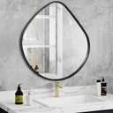 AOAOPQ Large Black Asymmetrical Wall Mirror for Bedroom Diamond Shaped Decorative Mirror Hanging Metal Framed Mirror for Bathroom Bedroom Living Room Entryway 19''x20''