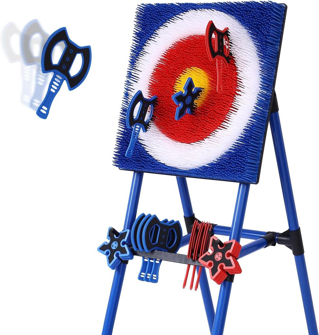 Stiatu Axe Throwing Bristle Target with 8 Throwing Axes Set,Axe Throwing Game for Backyard, Indoor &Outdoor,Yard Games,Carnival Games, 26.1"*14.5"10.9"