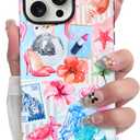 SOKAD Magnetic Summer Collage Phone Case for iPhone 16 Pro Max, Cute Beach Coastal Collage Pattern Compatible with Magsafe Matte Protective Case Cover with Screen Protector for Girls Women