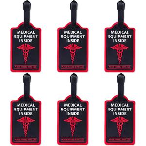 6-Pack Medical Equipment Luggage Tags with Detachable Info Card Medical Alert Tag for Travel Suitcases & Backpacks