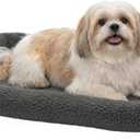 Furhaven Dog Bed for Small Dogs & Indoor Cats, 100% Washable, Sized to Fit Crates - Sherpa Fleece Bolster Crate Pad - Gray, Small
