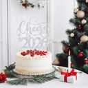 Silver Glitter Cheers to 2026 Cake Topper - Happy New Year Cake Topper, Hello 2026, Happy 2026 New Years Eve Party Supplies