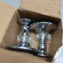 OwnMy 2PCS Silver Metal Taper Candlestick Holders Vintage Brass Taper Candle Holders, Metal Crystal Candle Stands Elegant Candlestick Holders Set for Dining Table Centerpiece Fireplace Candle Decor