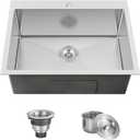 25x18 Inch Kitchen Sink Drop In, Topmount Kitchen Sink Stainless Steel Square Small Sinks, Single Bowl Kitchen Sinks For Laundry RV Office Outdoor Yard with Basket Strainer, 25''X18''X9''