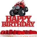 Truck Cake Decoration Cute for Boys Girls Baby Shower Red Truck Racing PartyTruck Cake Toppers Accessories for Birthday Celebration Cake Decoration Supplies