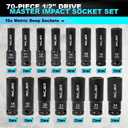 1/2" Impact Socket Set ,70PCS SAE/Metric, 1-1/4"/10-24mm, CR-MO Alloy Steel