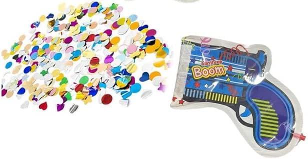 Confetti Party Poppers Gun Party Supplies (1 Gun 4 Shots) Plus Sticker Reusable Multicolor Metallic Confetti Poppers Gun Confetti Gun Party Favors Kids & Adults Birthday Parties Crazy Hour Fun 955-1s