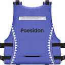 Poseidon Adjustable Water Safety Life Jacket - Classic Unisex Design with Front/Rear Storage Compartments for Multiple Water Activities, Blue M-L