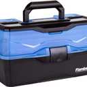 Flambeau Outdoors 6383FB 3-Tray Tackle Box - Classic Fishing Lure Storage Organizer, Large Portable Tackle Box, 32 Tray Compartments, Frost Blue/Black