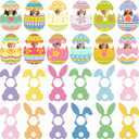100 Pcs Easter Egg Bunny Cutouts with Photo Space Easter Bulletin Board Decorations with Glue Spring Decor DIY Craft for Classroom School Party Supplies Gifts