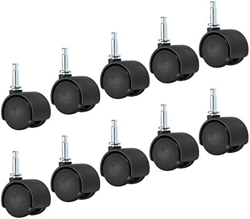 PATIKIL 1 Inch Swivel Stem Casters, 10 Pack Nylon 360 Degree Insert Swivel Stem Wheels for Chair Shelf Furniture Replacement, Black