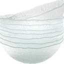 Vikko Soup Bowls, 6.5 Inch Salad Bowls, Glass Soup Bowls, Elegant Textured Glass Bowls, Set of 6, Dishwasher Safe
