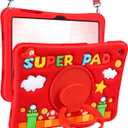 Cute Case for Galaxy Tab A9 Plus 11 Inch 2023 - Silicone 3D Design for Girls Women Teens Girly Kawaii Funny Cartoon Soft Stand with Lanyard for Samsung A9 Plus Tablet Case, Red