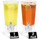 Lifewit 1 Gallon Drink Dispenser for Parties 2 Pcs, 4L Plastic Beverage Container with Stand for Juice/ Tea/ Soda & Lemonade, Clear Water Pitcher with Spigot for Mimosa Bar Hosting 39 x 16 cm/ 15x6"