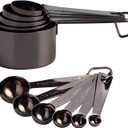 16 Pcs Stainless Steel Measuring Cups and Measuring Spoons Set, Heavy Duty Metal Measuring Cups and Scoops for Kitchen Cooking Baking Includes 5 Cups, 6 Tbsp Tsp Spoons & 5 Mini Spoons(BLK)