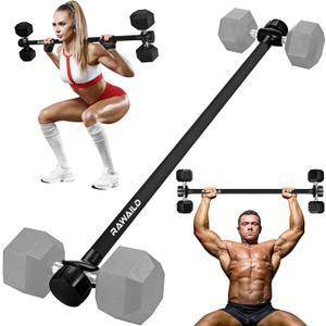 Dumbbell Converter, Convert Dumbbells to Barbell Set, Weight Bar for Bench Presses, Squats, Hip Thrust, Deadlifts, Home Weightlifting and Strength Training, Versatile Home Gym Equipment (Black)
