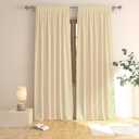 Beige Curtains 92 inches Long Room Darkening Window Curtain Panels Living Room Divider Patio Doorway Sliding Glass Door Rod Pocket Thermal Insulated Drapes Bedroom Kitchen Basement 2 Panels 52"x92"