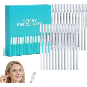 Sticky Cleaning Ear Stick, Gentle Reusable Soft Spiral Head Adhesive Ear Pick for Safe Ear Cleaning, with Gentle Removal Stick for All Ages (5mm-24 pcs)
