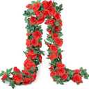 YRIOWMI 10PCS Fake Rose Garland, 7.5Ft Artificial Vines Flowers Hanging Rose Vine for Table Wedding Backdrop Arch Wall Party Mantle Festival Decor (Red)