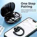 occiam Active Noise Cancelling Earbuds Wireless Bluetooth Headphones 90Hrs Playback Stereo Bass Earphones with Mic Over-Ear Hooks IPX7 Waterproof Headset for Work Sports Running Glossy Black