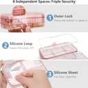 FYY Weekly Pill Organizer with Labels,8 Compartments Travel Daily Pill Case Airtight Moistureproof Large Pill Box to Hold Vitamins, Fish Oil, Supplements,Cotton Swab and Bandages-Pink