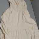 Women Summer Dresses Casual Boho Smocked Ruffle Sun Beach Babydoll Mini Dress Layered Flowy Swing Dress, Beige 