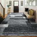 Large Area Rugs,Modern Geometric Patchwork Floor Decor for Bedroom Aesthetic Carpet, Rockwood Collection, Indoor Rugs for Living Room, Dining Room, Nursery, Office, Machine Washable Rug,8x10 Ft Grey