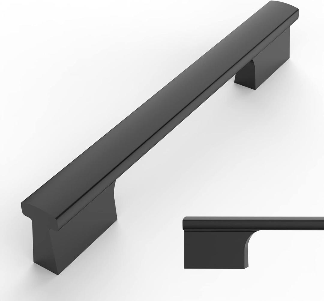 Amerdeco 10 Pack Matte Black Cabinet Pulls 5 Inch(128MM) Hole Centers Kitchen Cabinet Handles Hardware Kitchen Handles for Cabinets Cupboard Handles Drawer Pulls