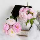 Pink Peonies Silk Flowers 2 Bouquets Pink Fake Peonies 14 Heads Faux Peony Flowers with Stems for Wedding Decoration Bride Bouquet Faux Flowers Crafts Floral Arrangement (Multi-Pink)