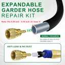 Garden Expandable Hose Repair Kit,Flexible Hose Fittings Brass Faucet Hose Adapter Collapsible Garden Hose End Replacement,3/4 Inch GHT Male and Female Quick Connector Water Hose Extender,1 Set