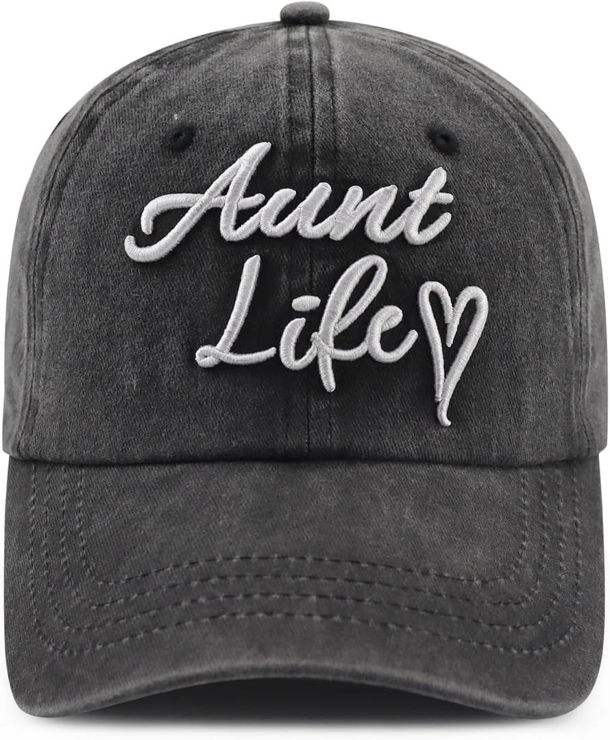 Funny Embroidered Mom Life Hat for Women Grandma, Adjustable Cotton Mama Gifts Baseball Cap (One Size)