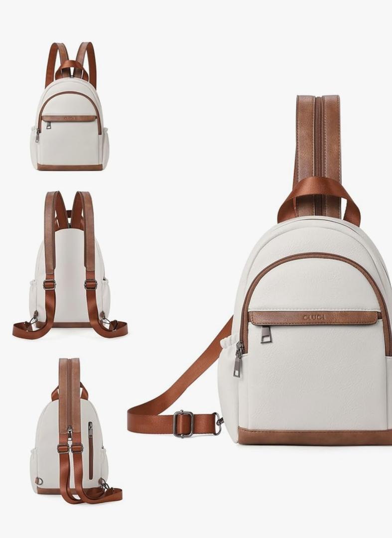 CLUCI Sling Bag for Women Leather Women's Backpack Small Convertible Backpack Purse Crossbody Bag for Travel