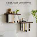 BUTUNITA Floating Bookshelves for Wall, Rustic Wood Hanging Wall Bookshelf, Upside Down Book Shelf and Wall Mounted Bookshelves for Home Decor in Bedroom, Living Room, Carbonized, 2 Pack, Color: Carbonized Brown