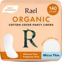 Rael Panty Liners for Women, Organic Cotton Cover - Daily Pantiliners, Light Absorbency, Unscented, Chlorine Free (Micro Thin, 140 Count)