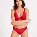 Aubade Women's Rosessence Shoulder Plunge Bra (Red)