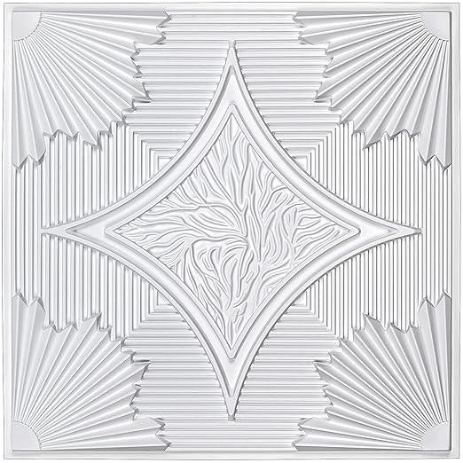 Art3d Drop Ceiling Tiles 24x24 in White (12-Pack, 48 Sq.ft), 3D Wainscoting Panels Glue Up 2x2