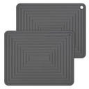Silicone Trivets, Pads for Hot Dishes, Pots and Pans, Multipurpose Heat Resistant Mats for Kitchen Counter, Flexible Hot Pads for Kitchen, Durable Silicone Hot Mat Set 2 (Light Grey) (A01: Rectangular-teal)