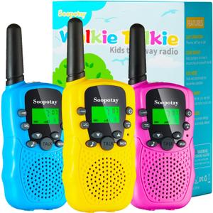 Walkie Talkies for Kids, Walkie Talkie Toys for Girls Boys, Outdoor Toys for Ages 4-8-12, Built-in Flashlight, 22 Channels, Birthday Gifts for 3 4 5 6 7 8 9 10 Year Old Girl Boys (Blue Pink Yellow)