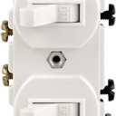 Leviton 15 Amp, 120/277 Volt, Duplex Style Single-Pole/Single-Pole AC Combination Switch, Grounding, 5224-2W, White