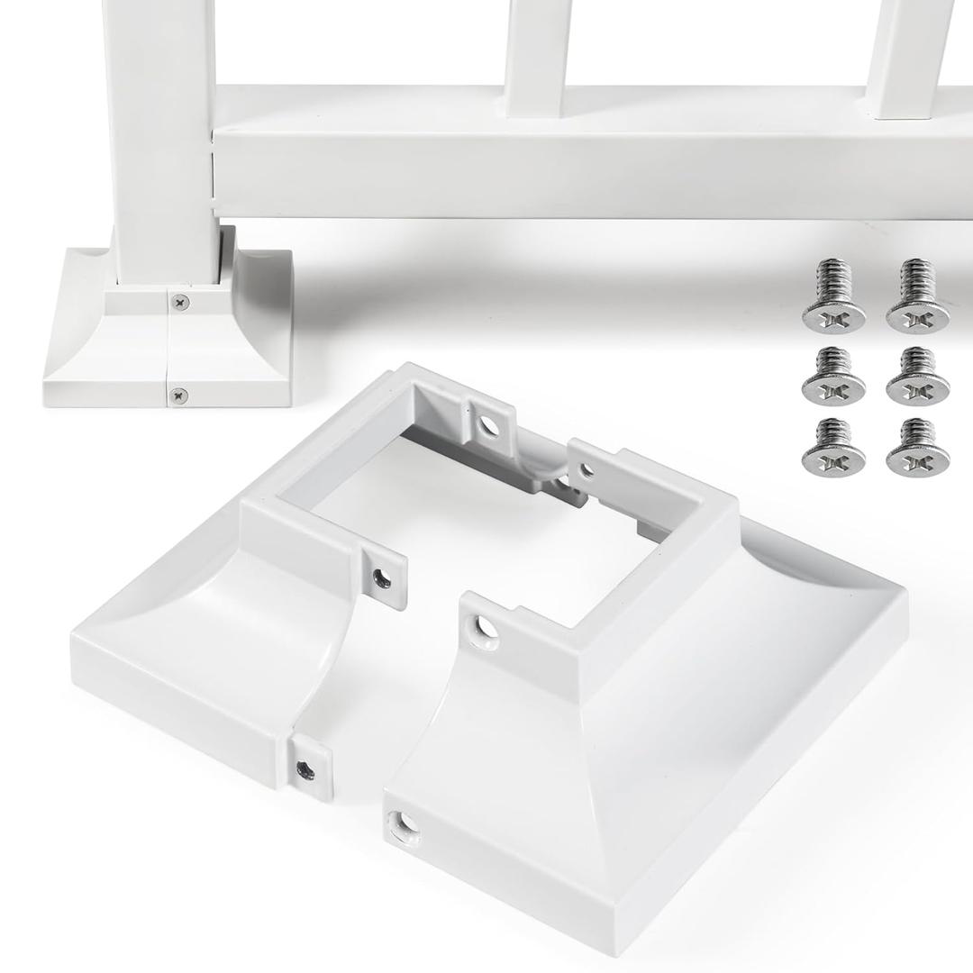 4pcs Post 2" Aluminum Deck Post Base Cover, Post Skirt, Handrail, Stair, Porch, Deck Railing Base Brackets Covers (White) (Post 2"x 2" Base 4.5"x4.5")