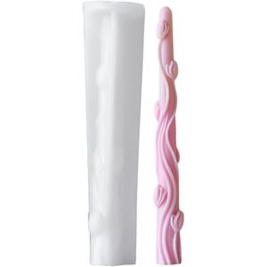 Long Cylindrical Flower Silicone Mold, Taper Embossed Candle Mold for Soap Soy Wax DIY Handcraft, Long Classic Resin Mold Gift Wedding Party Festive Days Home Decoration (Tulip)