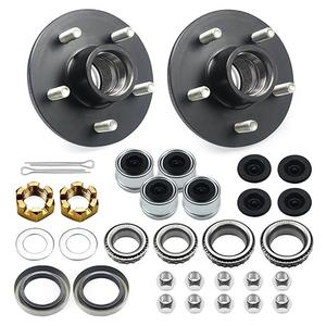 2 Sets 3500 lbs Trailer Hub Kits 5 Bolt 4.5 for 1-1/16'' to 1-3/8'' #84 Tapered Spindle (Not for Straight Spindle).Trailer Hubs 5 Lug Kit with Extra Dust Caps & Rubber Plugs.