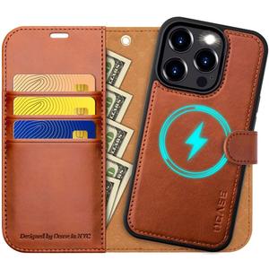 OCASE for iPhone 15 Pro Detachable Wallet Case with Card Holder, [2 in 1] PU Leather Flip Folio Case with RFID Blocking Magnetic Stand Removable Shockproof Phone Cover 6.1 Inch, Brown