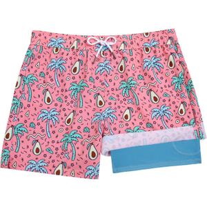 BRISIRA Boys Swim Trunks Bathing Suit Compression Boxer Brief Liner Swim Shorts Swimsuit Anti-Chafe Toddler Kids Youth Teen (10-12, Pink Avocado)